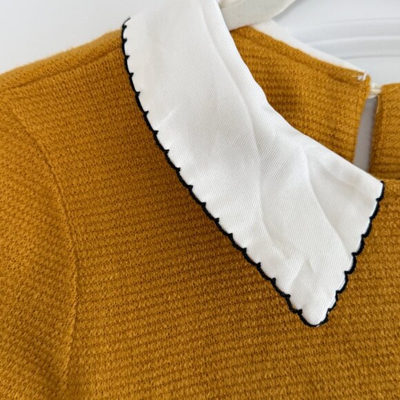 Modcloth Mustard Yellow Collared Sweater, Size L - Picture 7 of 8